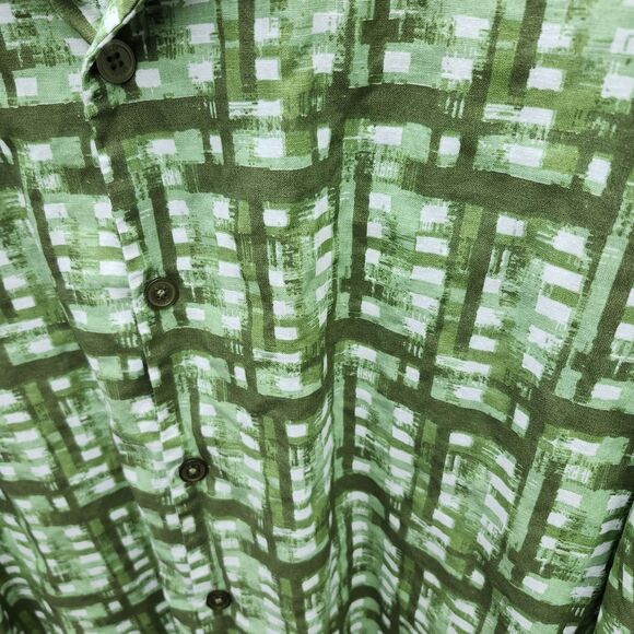 Stacy Adams Linen Blend Button Up Shirt Mens 3XL Green Short Sleeve Casual - Picture 4 of 8